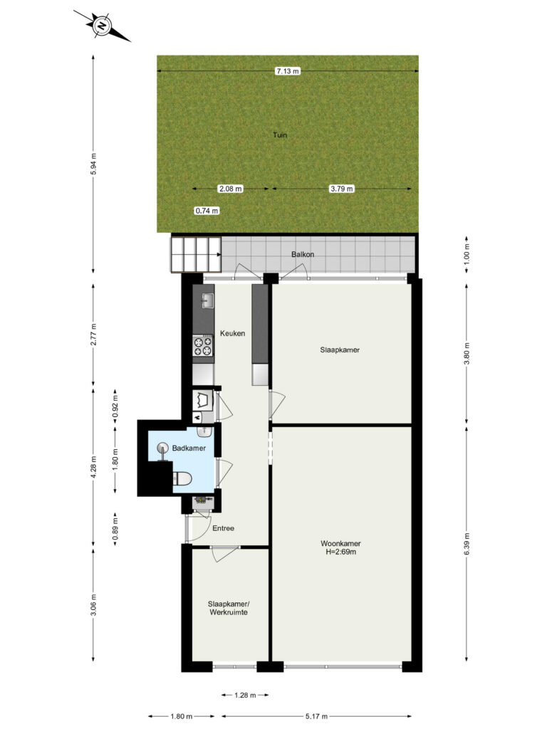 Eerste woonlaag en tuin